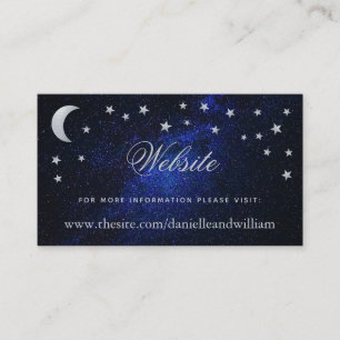 Carte D'accompagnement Site Mariage céleste Lune & Étoiles Bleu Nuit