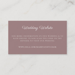 Carte D'accompagnement Site mariage Code QR minimaliste Mauve RSVP