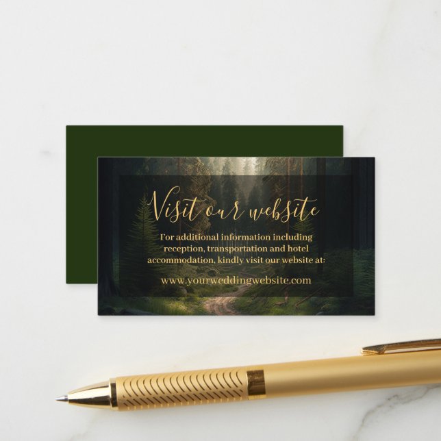 Carte D'accompagnement Site Mariage de Forest Woodland Green Nature (Devant/Arrière en situation)