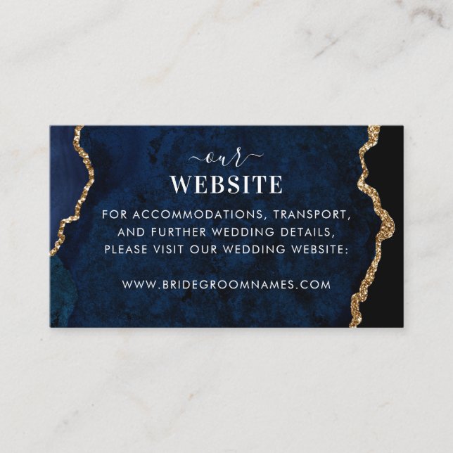 Carte D'accompagnement Site Mariage de la Marine Blue Gold Agate Geode Ma (Devant)