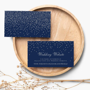 Carte D'accompagnement Site Mariage de Navy Blue & Glam Silver Confetti