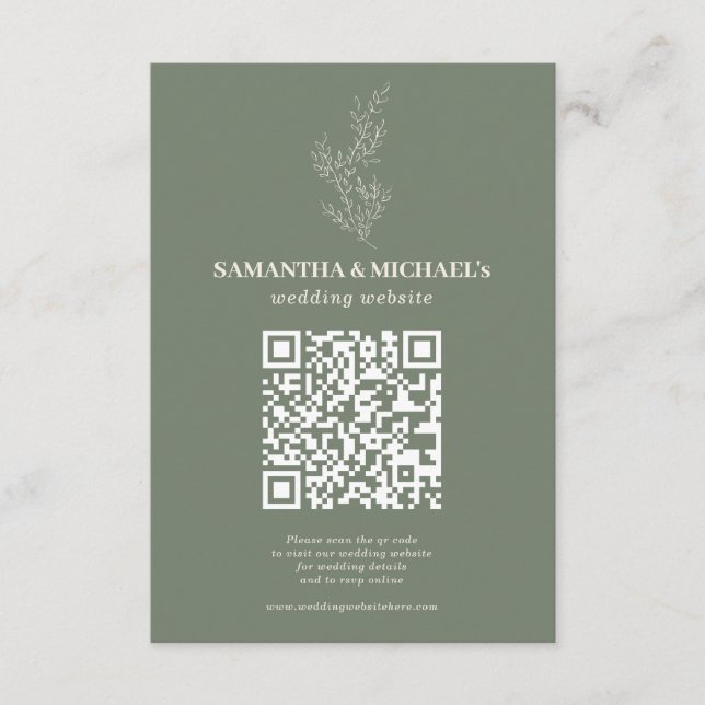 Carte D'accompagnement Site Mariage de Sage Ivory Ivy Floral Qr (Devant)