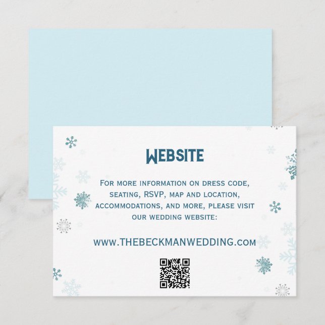 Carte D'accompagnement Site Mariage de Snowflake Winter Wonderland (Devant / Derrière)