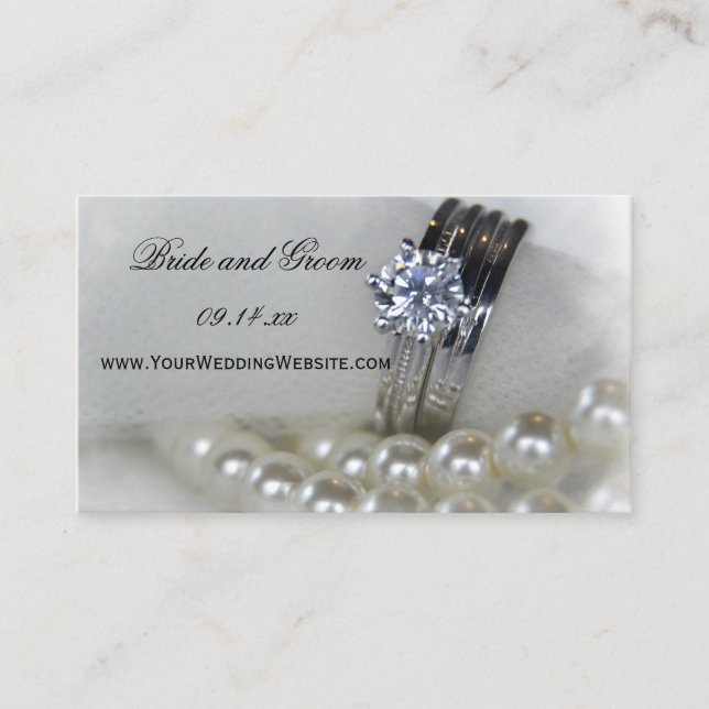 Carte D'accompagnement Site Mariage des anneaux et perles de diamant (Devant)
