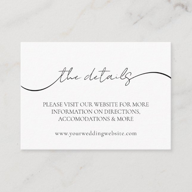 Carte D'accompagnement Site mariage Détails photo minimaux (Devant)