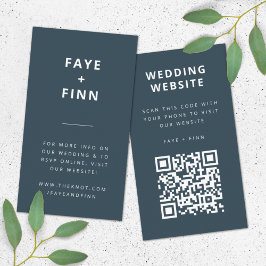Carte D'accompagnement Site mariage | Dusky Blue Scandinavian QR Code