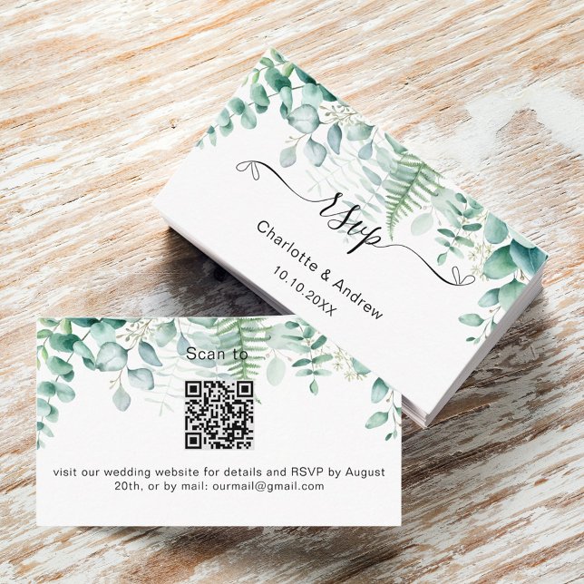 Carte D'accompagnement Site mariage Eucalyptus de verdure RSVP QR code (Créateur téléchargé)
