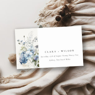 Carte D'accompagnement Site Mariage Floral Dusky Blue Watercolor