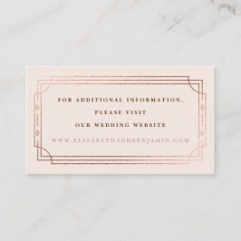 Carte D'accompagnement Site Mariage moderne Deco Blush Rose Rose or
