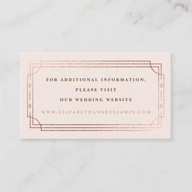 Carte D'accompagnement Site Mariage moderne Deco Blush Rose Rose or (Devant)