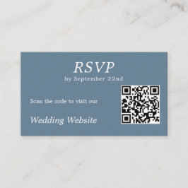 Carte D'accompagnement Site Mariage moderne Dusty Blue RSVP QR Code