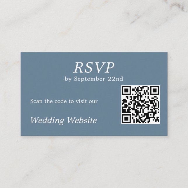 Carte D'accompagnement Site Mariage moderne Dusty Blue RSVP QR Code (Devant)