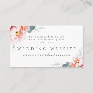 Carte D'accompagnement Site mariage | Moderne Floral Rose Peony