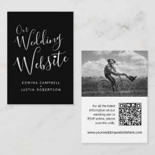 Carte D'accompagnement Site mariage noir blanc coeur code QR