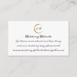 Carte D'accompagnement Site mariage Noir Blanc Or Monogramme Minimal