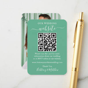 Carte D'accompagnement Site mariage Photo QR Neo Mint Green