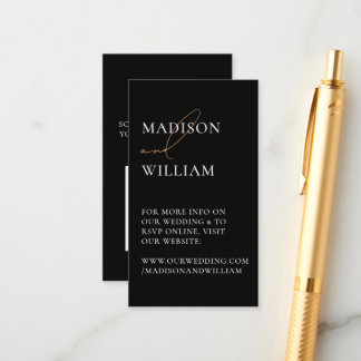 Carte D'accompagnement Site mariage QR Code noir moderne