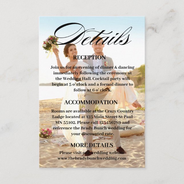 Carte D'accompagnement Site mariage QR Code Photo - Registre RSVP etc (Devant)