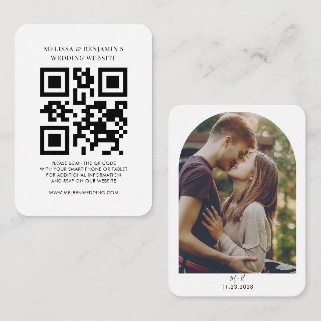 Carte D'accompagnement Site mariage QR Code Photo RSVP (Devant / Derrière)