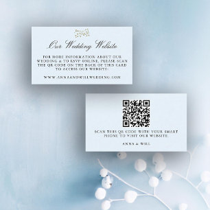 Carte D'accompagnement Site mariage QR Code Winter Ice Blue Mariage