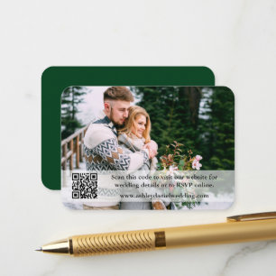 Carte D'accompagnement Site mariage QR Overlay Photo Green