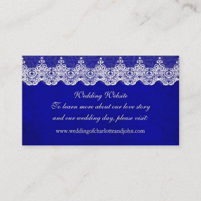 Carte D'accompagnement Site mariage Royal White Blue Cobalt Lace (Devant)