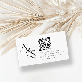Carte D'accompagnement Site mariage, RSVP, QR-Code, Élégant, Monogramme