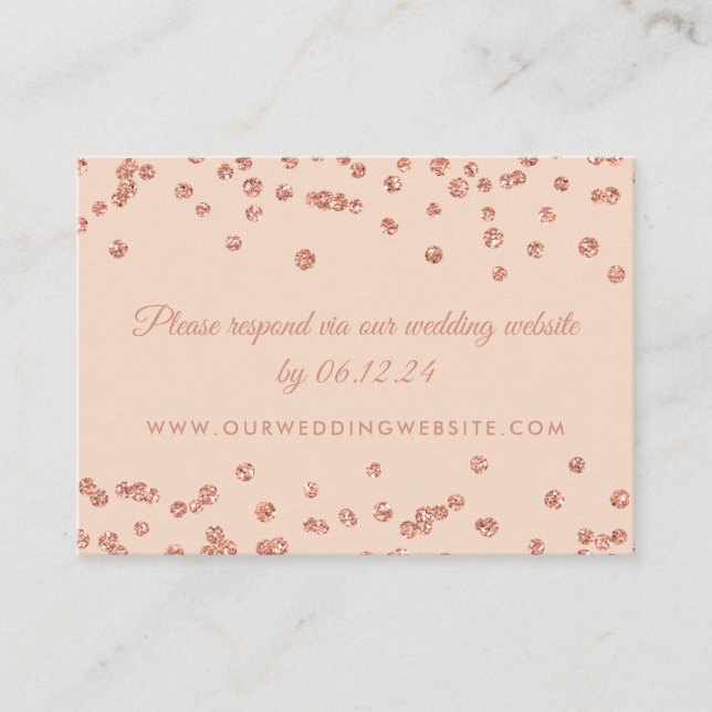Carte D'accompagnement Site mariage RSVP Rose Gold Confetti Blush Pink (Devant)