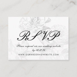 Carte D'accompagnement Site mariage RSVP Simple Floral Argent Noir