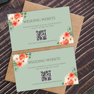Carte D'accompagnement Site Rustic Green et Orange Botanical Mariage