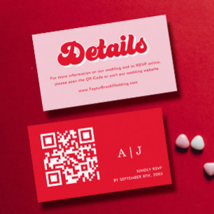 Carte D'accompagnement Site Web de Détails de Mariage Rétro Rose et Rouge
