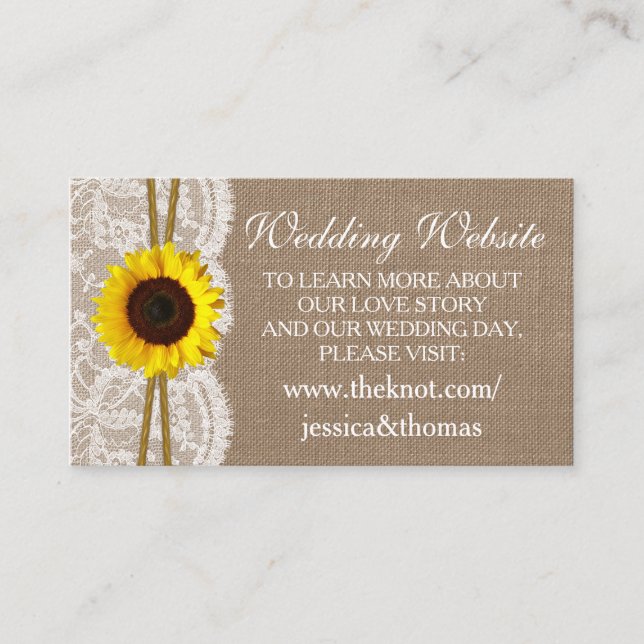 Carte D'accompagnement Site Web de la collection de Mariages de tournesol (Devant)