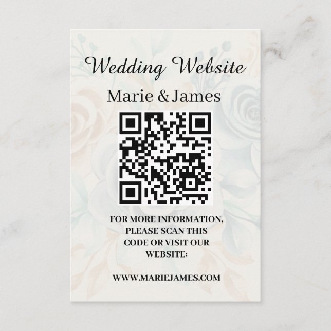 Carte D'accompagnement Site Web de Mariage Ajouter Nom QR Code Photo Mini (Devant)