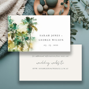 Carte D'accompagnement Site Web de Mariage aux Arbres de Palmiers Tropica