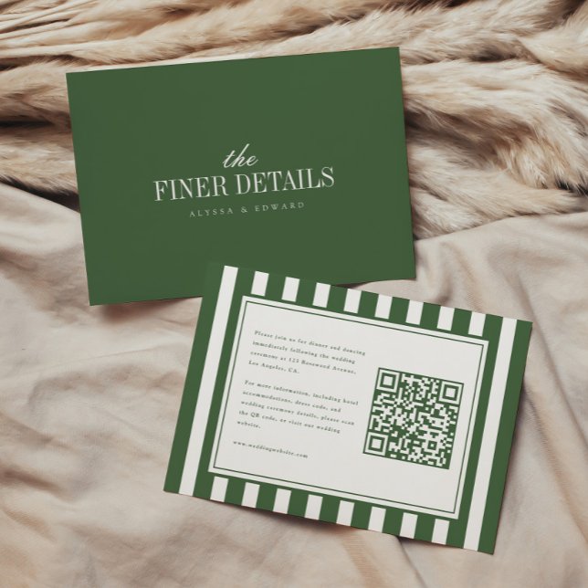 Carte D'accompagnement Site Web de Mariage avec Code QR à Rayures Moderne (Créateur téléchargé)
