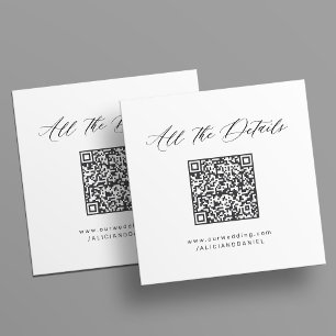 Carte D'accompagnement Site web de mariage avec code QR minimal simple