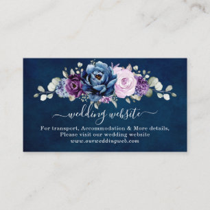Carte D'accompagnement Site Web de Mariage Bleu Poussiéreux Violet Nuit L
