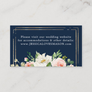 Carte D'accompagnement Site Web de Mariage Blue Gold de Navy Insérer une