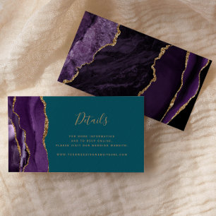 Carte D'accompagnement Site Web de Mariage Budget Violet Agate Sarcelle