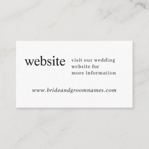 Carte D'accompagnement Site Web de Mariage Chic Moderne Minimaliste Simpl
