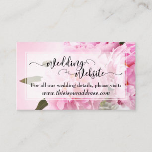 Carte D'accompagnement Site Web de Mariage   Écriture sur Pivoines Roses
