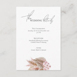 Carte D'accompagnement Site Web de Mariage Élégant Bohème avec Herbe de P