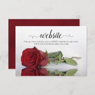 Carte D'accompagnement Site Web de mariage élégant de Rose rouge à longue