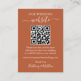 Carte D'accompagnement Site Web de Mariage Minimaliste Simple QR Terracot