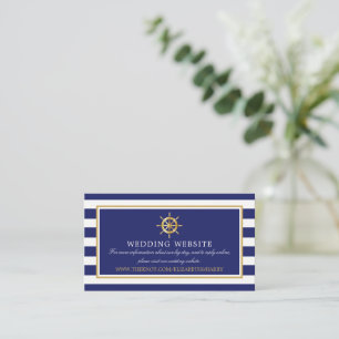 Carte D'accompagnement Site Web de Mariage Nautical Gold Wheel, Navy & Go