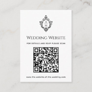 Carte D'accompagnement Site Web de Mariage Noir Blanc Cachet QR Code Vint