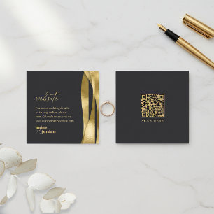 Carte D'accompagnement Site Web de Mariage Vagues Sculpturales Noir Or ID