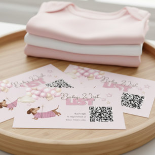 Carte D'accompagnement Site Web de Registre de Bébé Code QR Teckel Rose
