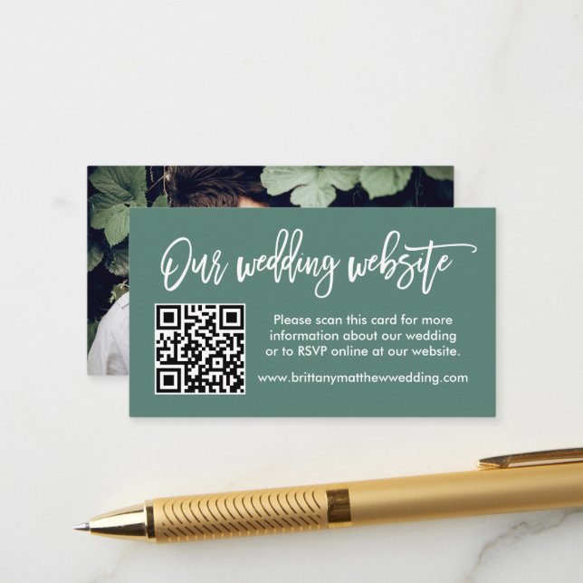 Carte D'accompagnement Site Web de scripts de brosse QR Photo Eucalyptus  (Devant/Arrière en situation)