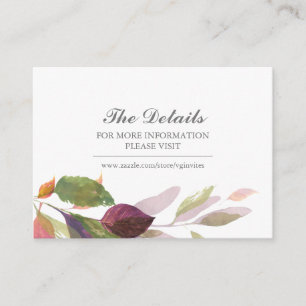Carte D'accompagnement Site Web du Mariage botanique de l'aquarelle Insér
